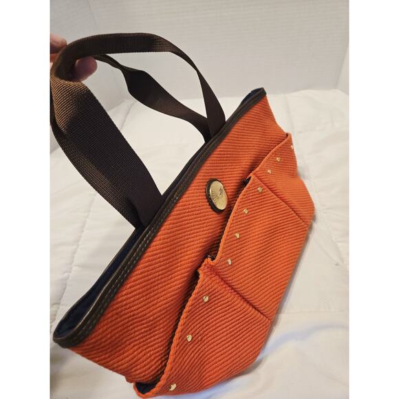 Vtg Bath & Body Works Sun Face Symbol Multi-pockets Red Hand Bagn Tote Bag - Picture 2 of 8